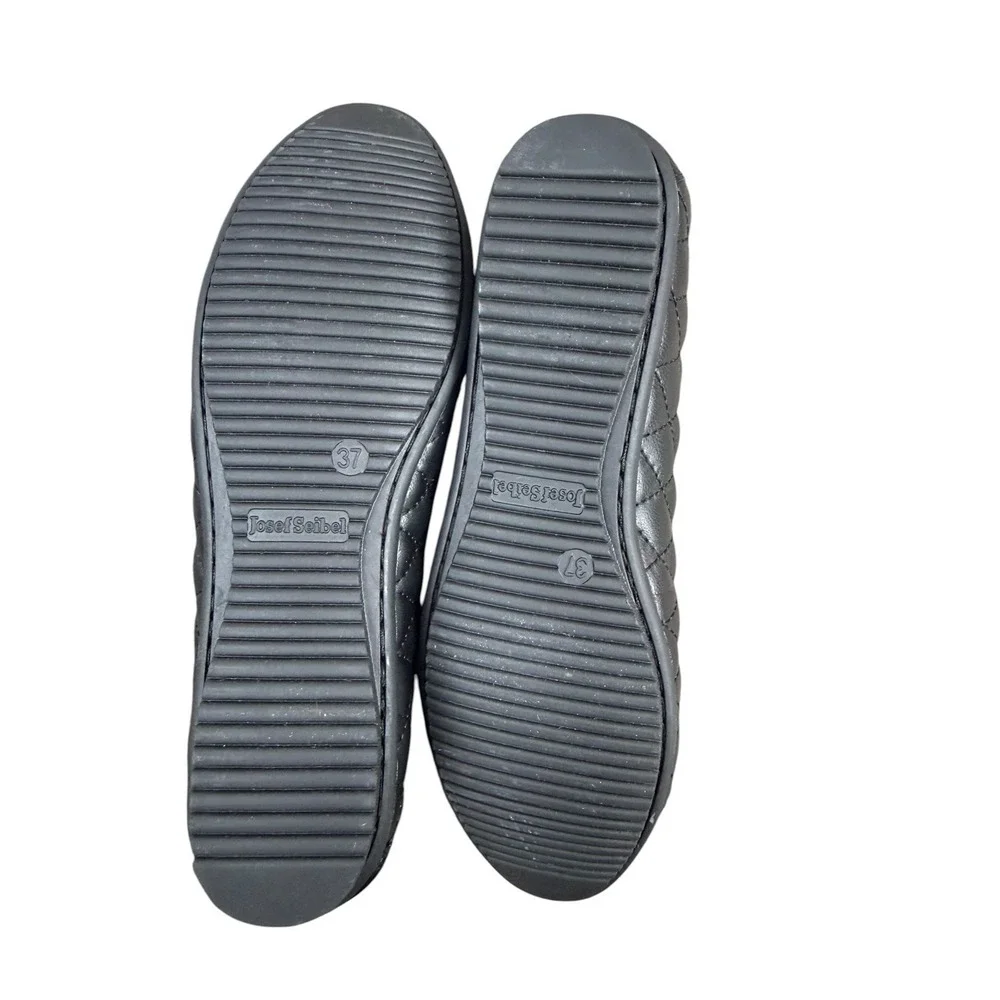 Josef Seibel Pippa Ballet Flats Quilted Leather Patent Cap Toe Black 6.5 NWB